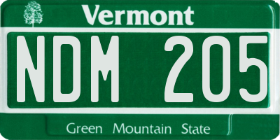 VT license plate NDM205