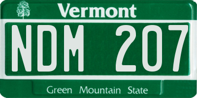VT license plate NDM207