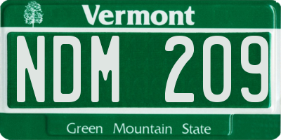 VT license plate NDM209