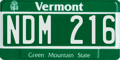 VT license plate NDM216