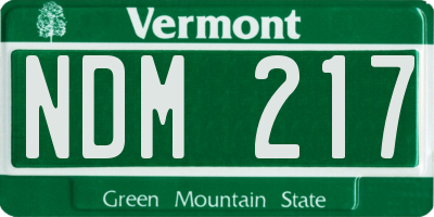 VT license plate NDM217