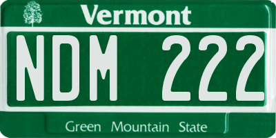VT license plate NDM222