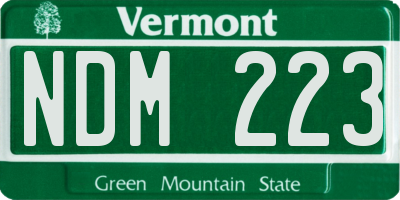 VT license plate NDM223