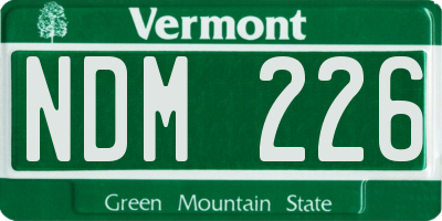 VT license plate NDM226