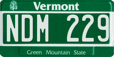 VT license plate NDM229
