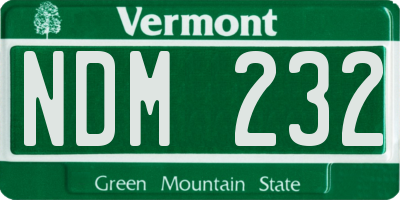 VT license plate NDM232