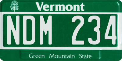 VT license plate NDM234