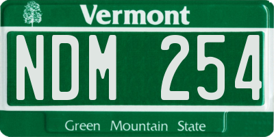 VT license plate NDM254