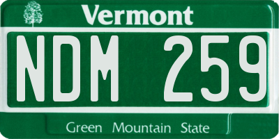 VT license plate NDM259