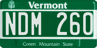 VT license plate NDM260
