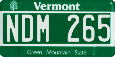 VT license plate NDM265