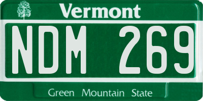 VT license plate NDM269