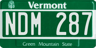VT license plate NDM287