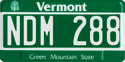VT license plate NDM288
