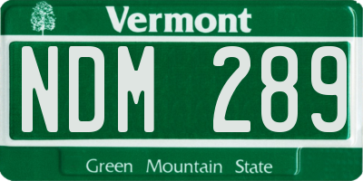 VT license plate NDM289