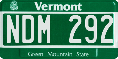 VT license plate NDM292