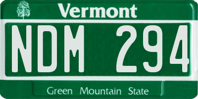 VT license plate NDM294