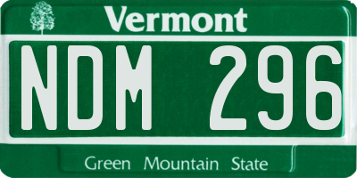 VT license plate NDM296
