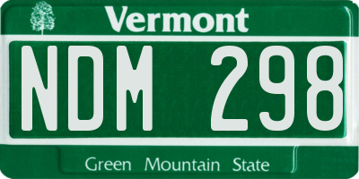 VT license plate NDM298