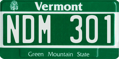 VT license plate NDM301