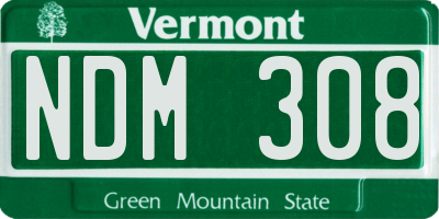 VT license plate NDM308