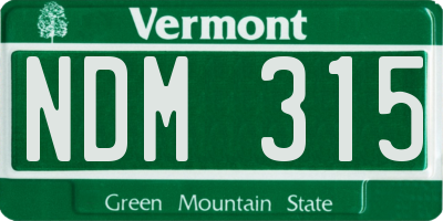 VT license plate NDM315