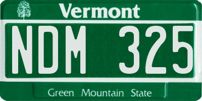 VT license plate NDM325
