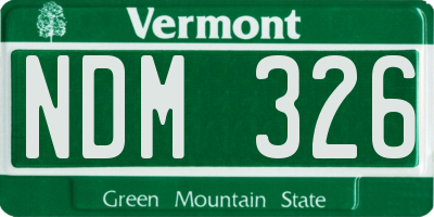 VT license plate NDM326