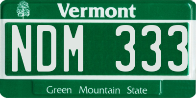 VT license plate NDM333