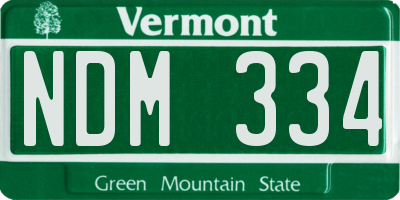 VT license plate NDM334