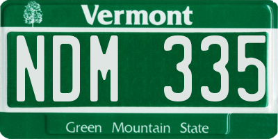 VT license plate NDM335