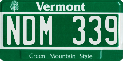 VT license plate NDM339