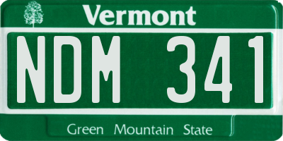 VT license plate NDM341
