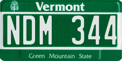 VT license plate NDM344