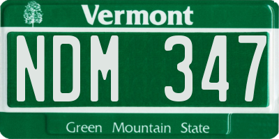 VT license plate NDM347