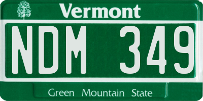 VT license plate NDM349