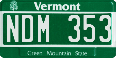 VT license plate NDM353