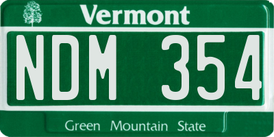 VT license plate NDM354