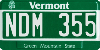 VT license plate NDM355