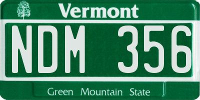 VT license plate NDM356