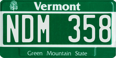 VT license plate NDM358