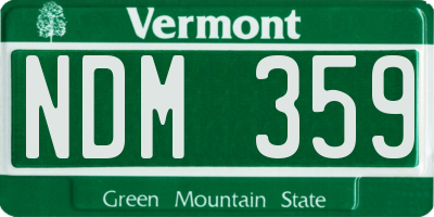 VT license plate NDM359