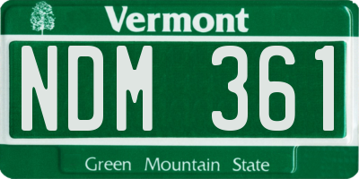 VT license plate NDM361