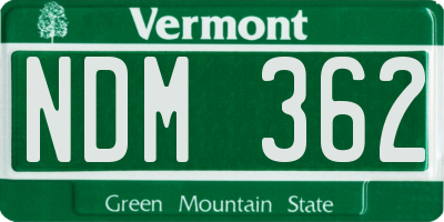 VT license plate NDM362