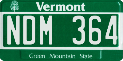 VT license plate NDM364