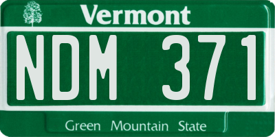 VT license plate NDM371