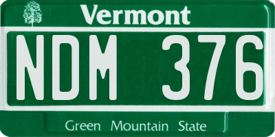 VT license plate NDM376