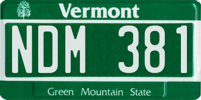 VT license plate NDM381