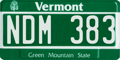 VT license plate NDM383