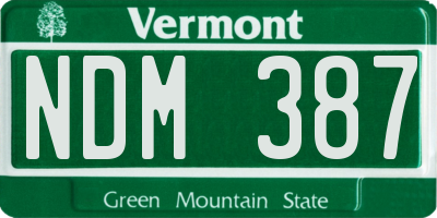 VT license plate NDM387